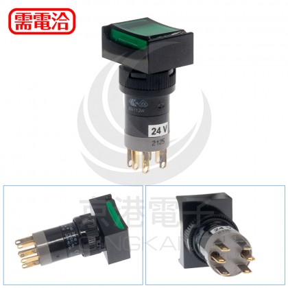 DECA 16φ P16LMT2-1abKG  LED 24V 長方形按鈕開關 覆歸 綠色