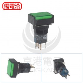 和泉 16/長方形照光復歸 LED24V 1C綠色 IP40 AL6H-M14GC