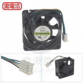 60*60*25mm DC12V GD126025HB(2W7) 80mm+2510-4P長腳 黑黃綠藍