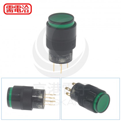 圓形按式開關 (無段) 綠色 DC12V