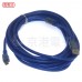 USB2.0 A公-MINI5P公透明藍傳輸線 5米 US-135