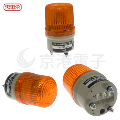 TWFB-08L1O 80mm 110V橘色閃光型LED警示燈(接線型有蜂鳴器)