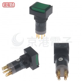 16φ長方形按鈕開關 覆歸 1A1B 33V 鎢絲燈 綠色