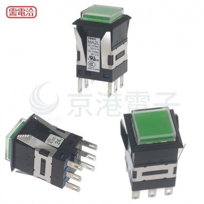 IDEC 方形瞬時照光按鈕開關 MA2L-M1141G  24V 綠色