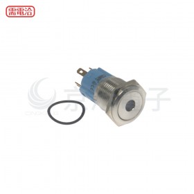 16mm不鏽鋼金屬平面中心燈有段開關-DC12V 綠光