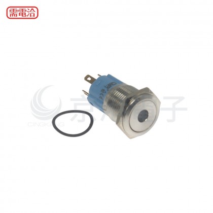16mm不鏽鋼金屬平面中心燈有段開關-DC12V 綠光