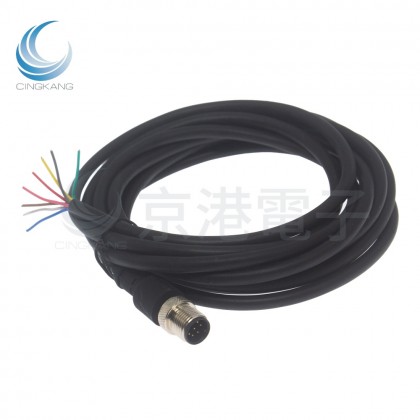 M12 8P 公頭 出線 3米線材-客製